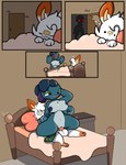 anthro balls_deep bouncing_breasts breasts dizzy duo female in_heat male male/female on_bottom on_top penetration reverse_cowgirl_position sex surprise_sex drawcat13 nintendo pokemon athena_(grenji) solaris_(btwalexhere) drizzile generation_8_pokemon pokemon_(species) scorbunny comic hi_res