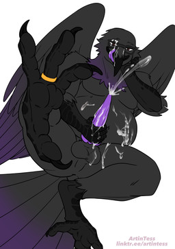 animal_genitalia anthro balls belly bodily_fluids cum cum_on_face cum_on_penis digit_ring eyewear feet foot_fetish foot_focus genital_fluids genitals glasses jewelry licking licking_cum licking_lips male overweight penis purple_penis ring sheath solo toe_ring toes tongue tongue_out wings arztin avian bird corvid corvus_(genus) oscine passerine raven absurd_res hi_res