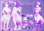 anthro chastity_cage chastity_device clothed clothing crossdressing eyewear femboy glasses male solo text miraoff luke_snizzle canid canine canis mammal wolf absurd_res english_text hi_res model_sheet