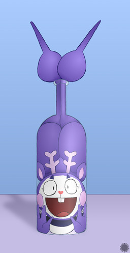 anthro big_butt bottle bottom_heavy bubble_butt buckteeth butt clothing container curvy_figure eyelashes featureless_feet feet femboy fur heart_nose heart_symbol in_bottle in_container logo looking_at_viewer makeup male open_mouth open_smile pattern_clothing pattern_shirt pattern_topwear purple_body purple_fur shirt smile solo striped_clothing striped_shirt striped_topwear stripes teeth text topwear thatdawgmurray happy_tree_friends mime_(htf) deer mammal aliasing artist_logo artist_name digital_media_(artwork) hi_res signature