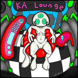 3_eyes 3_fingers 4_breasts bean_bag breasts drugs female fingers genitals glass markings mole_(marking) multi_breast multi_eye navel nipples pills pupils science_fiction slit_pupils solo speaker supernumerary_breasts tail tentacles toony vulva fionthebunny alien 1:1 hi_res