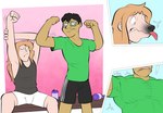 anthro athletic_wear black_nose bottomwear clothing disappointed duo eyewear flexing flexing_bicep flexing_both_biceps fur fur_growth glasses growth gym gym_bottomwear gym_shorts hair human_to_anthro long_hair male muscle_growth muscular muscular_male pecs potion shorts simple_background snout snout_growth species_transformation stretching tight_clothing tongue tongue_out transformation transformation_potion doost nintendo pokemon generation_7_pokemon generation_8_pokemon human incineroar mammal obstagoon pokemon_(species) 2025 digital_drawing_(artwork) digital_media_(artwork) flat_colors hi_res