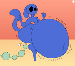4_fingers anthro bar_emanata belly belly_inflation big_belly blue_body blue_fur blush blush_lines cloud_emanata curvy_figure emanata eyelashes featureless_feet feet femboy fingers flash_emanata fur hose hose_inflation huge_belly hyper hyper_belly inflation logo male navel onomatopoeia solo sound_effects tail text thick_thighs wide_hips thatdawgmurray bunny_maloney jean_francois alien aliasing artist_logo artist_name digital_media_(artwork) hi_res signature
