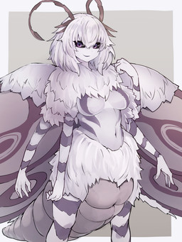4_arms antennae_(anatomy) arthropod_abdomen black_sclera breasts featureless_breasts female grey_hair hair insect_wings monster_girl_(genre) multi_arm multi_limb purple_eyes solo striped_body stripes wings yonaga monster_girl_quest satania_(monster_girl_quest) animal_humanoid arthropod arthropod_humanoid humanoid insect insect_humanoid lepidopteran lepidopteran_humanoid moth_humanoid 2022 3:4 hi_res