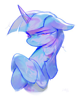 bangs crossed_arms ears_down eyebrows eyelashes grumpy hair half-closed_eyes horn looking_at_viewer narrowed_eyes pivoted_ears simple_background solo white_background littmosa friendship_is_magic hasbro my_little_pony mythology twilight_sparkle_(mlp) equid equine mammal mythological_creature mythological_equine unicorn absurd_res digital_media_(artwork) hi_res