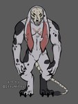 3_toes 4_eyes 5_fingers anthro biceps biped black_claws black_sclera bone bone_tail chest_scar claws collarbone ear_scar fangs featureless_crotch feet finger_claws fingers floppy_ears front_view fur grey_background grey_body grey_ears grey_fur grey_spots long_ears lop_ears male male_anthro markings multi_eye multicolored_body multicolored_ears multicolored_fur nude nude_anthro nude_male pecs plantigrade scar simple_background skull skull_head solo spots spotted_body spotted_fur tail tail_tuft teeth toe_claws toes torn_ear tuft two_tone_body two_tone_ears two_tone_fur white_body white_ears white_fur yellow_eyes itsymitsy waketab_(waketab) demon lagomorph leporid mammal monster rabbit 2024 3:4 artist_name