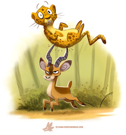 ambiguous_gender angry black_eyes brown_body brown_fur duo feral fur horn humor jumping orange_body orange_fur outside pain plant pun shrub tan_body tan_fur teeth tree visual_pun whiskers yellow_body yellow_fur piper_thibodeau antelope bovid felid impala leopard mammal pantherine digital_media_(artwork) digital_painting_(artwork) painting_(artwork)