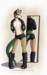 2014 anthro boots canine clothing dog female hybrid jacket jay_naylor lizard mammal mirror nipples reptile scalie shorts solo text
Rating: Questionable
Score: 2
User: Numeroth
Date: March 11, 2014