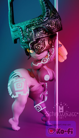 ass_up big_breasts big_butt breasts butt clothing female fused_shadow headgear headwear looking_at_viewer nude pole pose solo standing stripper_pole thick_thighs schnozzracclewd nintendo the_legend_of_zelda twilight_princess midna humanoid imp twili 3d_(artwork) digital_media_(artwork) hi_res