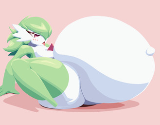 belly big_belly big_breasts big_butt breasts butt female female_humanoid green_body huge_belly hyper hyper_pregnancy lying on_back pregnant pregnant_female pregnant_humanoid purple_eyes solo thick_thighs white_body droopey nintendo pokemon gardevoir generation_3_pokemon humanoid pokemon_(species) absurd_res hi_res