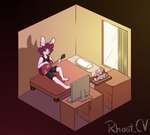 anthro clothed clothing fur guitar hair male musical_instrument pink_body pink_fur plucked_string_instrument smile solo string_instrument text rhast_cv rhast_joseph_(rhast_cv) lagomorph leporid mammal rabbit 2024 digital_media_(artwork) hi_res shaded url