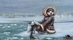 anthro arctic city cityscape clothed clothing coat cybernetics cyberpunk detailed_background eyewear female goggles handwear ice inuit lake machine mittens open_mouth outside sitting smile snow snowing snowscape solo text tongue topwear metadragonart cyborg harp_seal mammal marine pinniped seal 2014 digital_media_(artwork) english_text hi_res url watermark widescreen