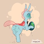 1:1 2024 arthropod blush bodily_fluids changeling cold-blooded-twilight dripping easter egg feral friendship_is_magic hasbro hi_res holidays implied_oviposition long_ears my_little_pony ocellus_(mlp) raised_tail saliva saliva_string tail wet