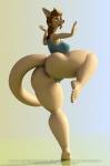 anthro big_butt blue_hair breasts brown_hair butt clothed clothing female green_eyes hair long_tail pose skimpy solo tail thick_thighs thong underwear wide_hips yoga anthroanim abigail_roo kangaroo macropod mammal marsupial 3d_(artwork) digital_media_(artwork)