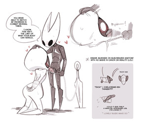 anthro black_body blush bodily_fluids deep_throat duo female genital_fluids genitals gynomorph horn intersex intersex/female kneeling mask melee_weapon nude oral oral_penetration penetration penis simple_background sweat sword text weapon white_background white_body abafterdark hollow_knight:_silksong hollow_knight_(franchise) team_cherry hornet_(hollow_knight) lace_(hollow_knight:_silksong) arthropod english_text hi_res monochrome
