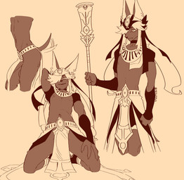 anthro balls barely_visible_balls barely_visible_genitalia bodily_fluids bottomwear bulge clothed clothing ear_piercing erection erection_under_bottomwear erection_under_clothing genitals hair hair_over_eye hand_behind_head headgear headwear holding_object holding_weapon humanoid_genitalia humanoid_penis ineffective_clothing ineffective_loincloth kneeling loincloth loincloth_only looking_at_viewer male navel neckwear penis piercing slim slim_male smile solo standing sweat tail tail_motion tailwag topless weapon nerunaur genshin_impact mihoyo cyno_(genshin_impact) canid canine canis jackal mammal 2026 digital_drawing_(artwork) digital_media_(artwork) hi_res signature
