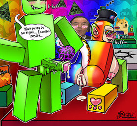after_sex anthro anus backsack balls big_tail blush blush_lines bodily_fluids clitoris cum cum_drip cum_from_vagina cum_in_vagina cum_inside dominant dominant_male dripping duo female genital_fluids genitals male male/female nipples pawpads penis plump_labia puffy_nipples speech_bubble submissive submissive_female tail throbbing throbbing_penis toony vaginal vein veiny_penis vulva trippertrip roblox teletubbies gaffylox tripqertrip_(trippertrip) robloxian teletubby absurd_res hi_res meme