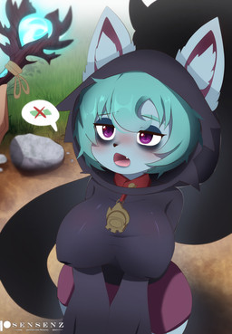 ambiguous_gender big_breasts big_ears black_clothing black_hoodie black_nose black_topwear blue_body blue_eyebrows blue_eyeshadow blue_hair blue_inner_ear_fluff blush bottomwear breasts clothed clothed_female clothed_humanoid clothing disembodied_hand duo eyebrow_through_hair eyebrows eyeshadow female female_focus female_humanoid glistening glistening_clothing glistening_eyes glistening_topwear grass green_hair hair holding_object holding_staff hood hood_up hoodie inner_ear_fluff long_sleeves looking_up makeup nipple_outline open_mouth pink_inner_ear plant purple_bottomwear purple_clothing purple_eyes purple_skirt rock skirt small_nose solo_focus speech_bubble staff teeth text tongue tongue_showing topwear translucent translucent_hair tuft sensen league_of_legends riot_games tencent shadow_(lol) vex_(lol) human humanoid mammal yordle 2024 absurd_res artist_name digital_media_(artwork) hi_res url