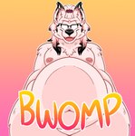 anthro belly belly_bump big_belly happy male obese overweight screen solo text thick_thighs missingphd brutus_(pillowtummy) canid canine mammal 2024 english_text