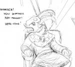 2018 angry anthro black_and_white chair comic dialogue english_text fangs furniture hladilnik horn male mammal monochrome open_mouth rodent simple_background skaven solo teeth text warhammer_(franchise) warhammer_fantasy white_background yelling