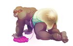 anthro blush clothed clothing diaper embarrassed enema enema_bag feces looking_back male muscular muscular_male pooping rear_view simple_background soiled_diaper soiling soiling_diaper solo topless unclean_diaper used_diaper white_background daire301 ape gorilla haplorhine mammal primate 2014 digital_media_(artwork)