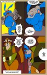 age_difference anthro bulge caught_in_the_act clothing duo elderly embarrassed male overweight overweight_male slightly_chubby spandex text tight_clothing r4c00n marvel blackjack_o'hare ripley_cooney_(character) lagomorph leporid mammal procyonid rabbit raccoon 5:8 english_text hi_res