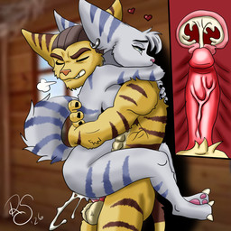 anthro bodily_fluids butt duo ejaculation erection female female_penetrated fur genital_fluids genitals humanoid_genitalia humanoid_penis male male/female male_penetrating male_penetrating_female nude orange_body orange_fur penetration penile penile_penetration penis penis_in_vagina sex stripes vaginal vaginal_penetration rsproduccion ratchet_and_clank sony_corporation sony_interactive_entertainment ratchet_(ratchet_and_clank) rivet_(ratchet_and_clank) lombax mammal 1:1 absurd_res digital_media_(artwork) hi_res