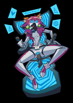 anthro black_background brainwashing clothing dildo female hair hypnotic_screen inner_ear_fluff joystick mind_control open_mouth pink_hair screen sex_toy simple_background solo spiral spiral_eyes tongue tuft warning_symbol white_inner_ear_fluff 4five1 felid feline mammal 2026 absurd_res digital_media_(artwork) hi_res