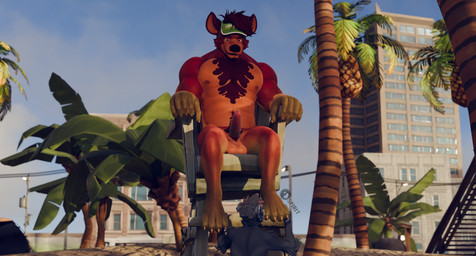 andromorph anthro balls beach body_hair clothing duo erection feet flaccid foot_fetish fur genitals green_body green_fur hat hat_only headgear headgear_only headwear headwear_only humanoid_genitalia humanoid_penis intersex intersex/male lifeguard male mostly_nude musclegut muscular muscular_anthro muscular_male nude orange_body orange_fur paws penis public public_nudity red_body red_fur sitting spirit(paw) smashingrenders_(modeler) yipkin_(modeler) rindo spiritpaw haplorhine hyena mammal monkey primate 3d_(artwork) blender_(artwork) blender_cycles_(artwork) digital_media_(artwork) hi_res nonbinary_(lore)