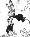 cape clothing crossed_arms eyewear group male simple_background solo_focus sunglasses white_background w4g4 disney my_hero_academia zootopia jack_savage mirio_togata lagomorph leporid mammal rabbit crossover digital_media_(artwork) sketch