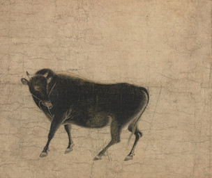 2_horns backsack balls black_body black_fur cloven_hooves facial_piercing feral fur genitals hooves horn looking_back male male_feral nose_piercing nose_ring piercing quadruped ring_piercing side_view simple_background solo standing tail tail_tuft tuft unguligrade unknown_artist bovid bovine cattle mammal 13th_century absurd_res ancient_art hi_res monochrome painting_(artwork) traditional_media_(artwork) traditional_painting_(artwork)