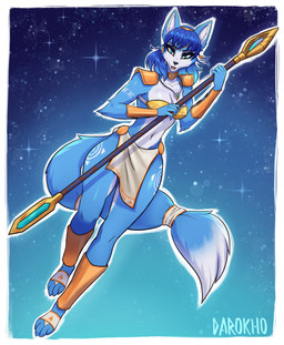 anthro arm_tuft bangs biped blue_arms blue_body blue_ears blue_fingers blue_fur blue_hair blue_hands blue_legs blue_tail bottomwear breasts cleavage clothed clothed_anthro clothed_female clothing collarbone digitigrade elbow_tuft female female_anthro fur fur_tuft hair holding_object holding_staff krystal's_staff loincloth looking_at_viewer navel night open_mouth outline outside pose short_hair skimpy solo staff tail teeth text tuft white_body white_fur white_tail darokho nintendo star_fox krystal_(star_fox) canid canine fox mammal 2025 absurd_res artist_name digital_drawing_(artwork) digital_media_(artwork) english_text full-length_portrait hi_res portrait shaded simple_shading