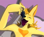 anthro duo eating eating_food eyes_closed female female_pred food fruit grape imminent_vore lying male male/female male_prey micro mouth_shot on_back open_mouth plant unaware_pred unaware_vore uvula vore weaselclaw cane_mckeyton slaika_(weaselclaw) canid canine fennec_fox fox mammal true_fox hi_res