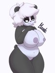 anthro big_breasts big_butt black_body black_fur blush breasts butt curvy_figure female fur genitals huge_breasts nipples nude overweight overweight_anthro pussy simple_background slightly_chubby slightly_chubby_female smile solo thick_thighs voluptuous white_body white_fur mando dolly_may bear giant_panda mammal absurd_res digital_media_(artwork) hi_res