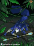 anthro biped bottomwear clothing female forest glowing_gem jungle loincloth plant solo staff stalking tree lordofnothin1 nintendo star_fox krystal_(star_fox) canid canine fox mammal 3:4 hi_res