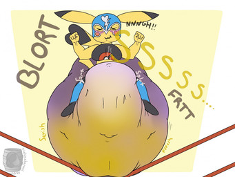 anthro big_diaper blush bodily_fluids clothing cosplay_pikachu_(costume) diaper erection erection_in_diaper excessive_feces feces fighting_ring genital_fluids gynomorph hyper hyper_feces hyper_soiling intersex mask peeing pooping scatplay soiled_diaper soiling soiling_diaper solo sports_mask sportswear unclean_diaper urine used_diaper wet_diaper wetting wrestling_mask wrestling_outfit fishinaseptic nintendo pokemon pikachu_libre generation_1_pokemon pikachu pokemon_(species) 4:3