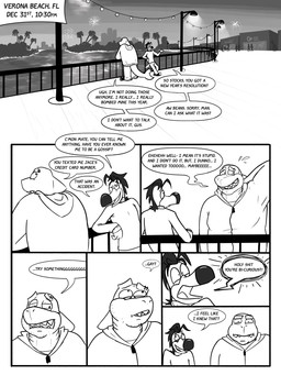 annoyed anthro bashful bicurious black_hair bodily_fluids city clothing detailed_background dialogue duo elongated_speech embarrassed eyebrow_piercing eyebrow_ring facial_piercing fireworks flying_sweatdrops guardrail hair hand_behind_neck hand_behind_own_head holidays hoodie location_in_dialogue looking_at_another male male/male name_drop name_in_dialogue nervous outside piercing profanity questioning_sexuality ring_piercing seaside seven_frame_image sharp_teeth shirt shocked simple_background speech_bubble street_lamp stubble surprised sweat sweatdrop sweatshirt tail teeth text time topwear white_background yes-no_question secretgull new_year gus_skwarek shane_stocks avian bird fish gull lari larid marine shark 2026 black_and_white comic digital_drawing_(artwork) digital_media_(artwork) english_text hi_res monochrome