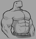 abs anthro big_muscles clothing male muscular muscular_anthro muscular_male shirtless shirtless_male simple_background solo dynogreeno largo_(dynogreeno) dinosaur prehistoric_species reptile scalie hi_res monochrome