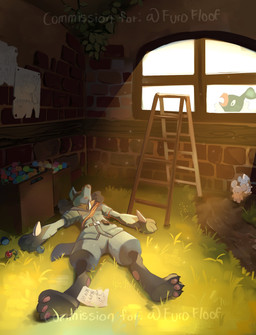 accident ambiguous_gender anthro bag beak bottomless chest_spike clothed clothing clumsy consequences feathers featureless_crotch fur group ignored inside instruction ladder male note open_mouth partially_clothed pawpads reality_ensues satchel spikes spikes_(anatomy) unconscious window chufflepop nintendo pokemon pokemon_mystery_dungeon spike_chunsoft chatot_(eotds) chuffo avian canid canine chatot generation_4_pokemon generation_9_pokemon lucario mammal maushold maushold_(family_of_three) pokemon_(species) rodent hi_res