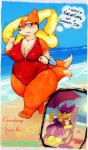 anthro anthrofied beach big_breasts blue_eyes breasts cleavage clothed clothing curvy_figure cutaway female huge_breasts huge_hips huge_thighs mature_anthro mature_female nipples one-piece_swimsuit pokemorph seaside solo swimwear thick_thighs voluptuous wide_hips hotcoffeecat nintendo pokemon daria daria_(hotcoffeecat) dima dima_(hotcoffeecat) floatzel generation_4_pokemon generation_5_pokemon liepard pokemon_(species) absurd_res hi_res