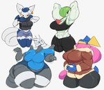 2024 abs aggron anthro big_breasts bottom_heavy breast_size_difference breasts digital_media_(artwork) dreamerknight female gardevoir generation_3_pokemon generation_6_pokemon greninja group hi_res huge_breasts huge_hips huge_thighs meowstic muscular muscular_female nintendo pokemon pokemon_(species) size_difference thick_thighs wide_hips