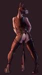 ambiguous_gender anthro clothed clothing female fur looking_back panties rear_view simple_background skimpy solo standing underwear adeloo canid canine mammal hi_res