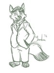 anthro bottomwear clothing male necktie pants shirt simple_background slightly_chubby solo suit topwear white_background gerardson disney zootopia gideon_grey canid canine fox mammal red_fox true_fox 2016 sketch