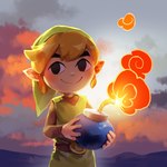 blonde_hair bomb clothing cloud explosives fire hair humanoid_pointy_ears imminent_death light_body light_skin male not_furry pointy_ears smile smoke solo nikogeyer nintendo the_legend_of_zelda wind_waker toon_link elf humanoid hylian 1:1