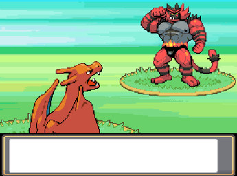 anthro barazoku belly black_stripes body_size_growth bulge claws clothing countershading duo feet flexing flexing_bicep foot_fetish foot_focus fur furry_tail gameplay_mechanics grey_belly grey_body grey_fur heart_symbol looking_at_viewer male membrane_(anatomy) membranous_wings muscular muscular_male orange_body orange_scales pawpads pecs red_body red_countershading red_fur scales size_transformation speedo stomping stripes swimwear tail text_box transformation wings veejaybees nintendo pokemon charizard generation_1_pokemon generation_7_pokemon incineroar pokemon_(species) animated digital_media_(artwork) pixel_(artwork)