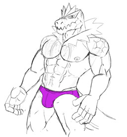 abs anthro biceps bodily_fluids body_hair chest_hair clothed clothing erect_nipples male mature_male minimal_color muscular muscular_male muscular_thighs nipples pecs purple_clothing solo speedo speedo_only sweat sweatdrop swimwear tail topless triceps hunter-husky nintendo pokemon anton_o'moore fossil_pokemon generation_6_pokemon pokemon_(species) tyrantrum hi_res portrait sketch three-quarter_portrait
