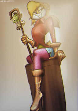 anthro bottomwear buckteeth clothing female footwear fur gloves handwear high_heels miniskirt orange_body orange_fur red_clothing shoes skirt solo staff teeth witch_costume arbtttrn6 looney_tunes warner_brothers baba_yaga lola_bunny lagomorph leporid mammal rabbit 2026 hi_res sketch