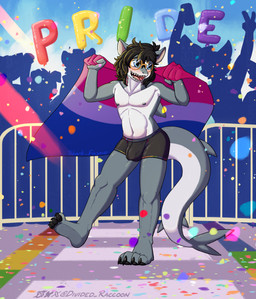 anthro bisexual_pride_colors boxer_briefs boxer_briefs_only bulge clothed clothing embarrassed_expression eyewear glasses hair lgbt_pride male nipples pecs pride_color_flag pride_colors rainbow_pride_colors shark_tail smile solo tail teeth topless underwear underwear_only divided-raccoon lgbt_pride_month aquatic fish mammal shark 2026 digital_drawing_(artwork) digital_media_(artwork) hi_res