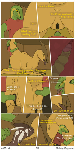 anal anal_penetration anthro bedroom_eyes bodily_fluids cum cum_in_mouth cum_inside dialogue duo erection female genital_fluids genitals humanoid_genitalia humanoid_penis licking male male/female narrowed_eyes nude nude_anthro penetration penile penile_penetration penis penis_in_ass penis_in_vagina penis_milking seductive sex stable text tongue tongue_out vaginal vaginal_penetration vulva midnightgryphon dinosaur hadrosaurid lizard ornithischian ornithopod parasaurolophus prehistoric_species reptile scalie 1:2 comic english_text hi_res url