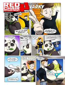 anthro big_breasts big_butt breasts butt cleavage clothed clothing duo female huge_butt male text gillpanda gillpanda_(character) varky bear giant_panda human mammal ursine comic english_text hi_res